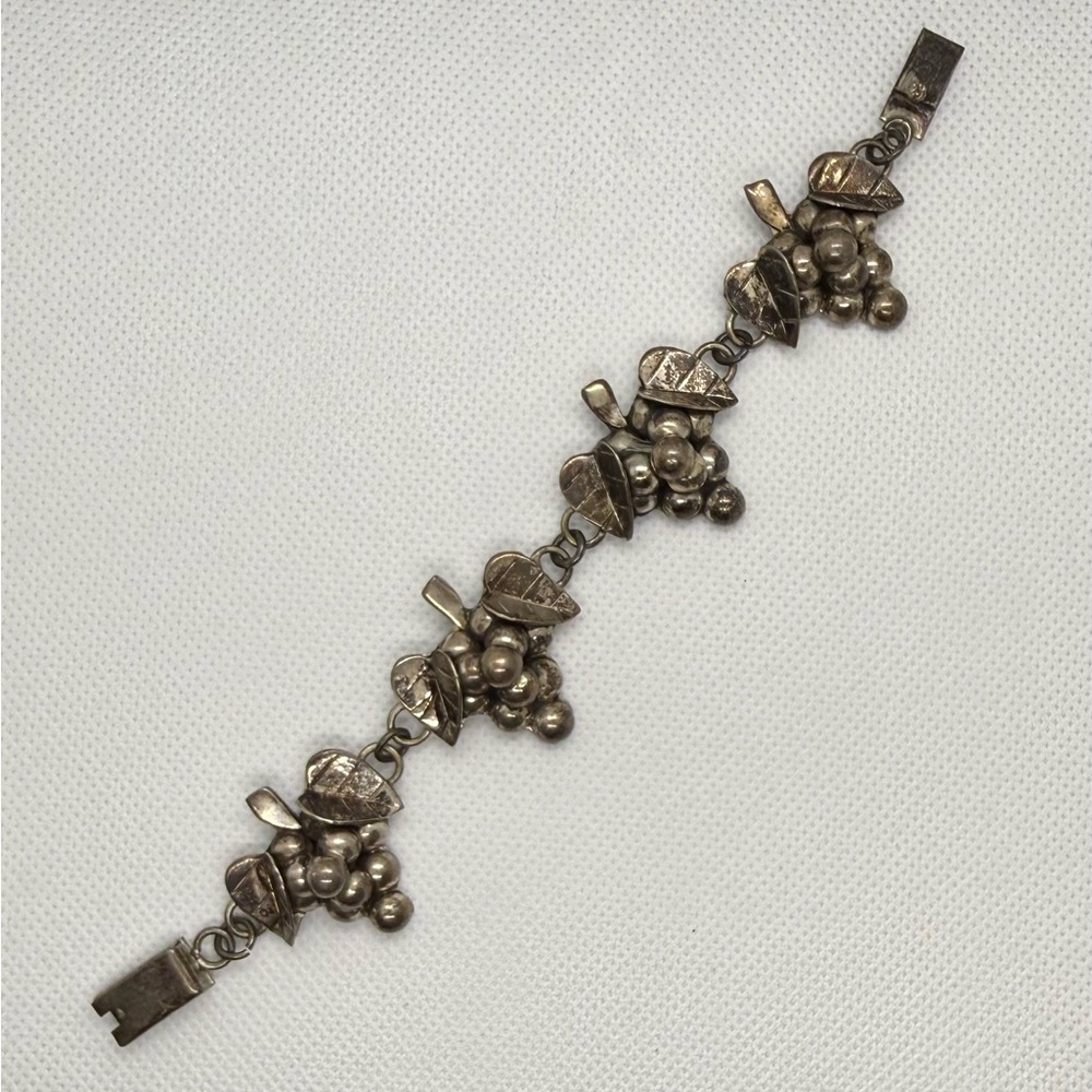 Vintage Taxco Mexico Sterling Silver Grape Cluster Bracelet